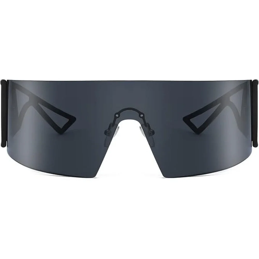 Men Sunglasses Shield Eyewear Sleek Wrap-Around Black Smoke Monolen Sporty Style